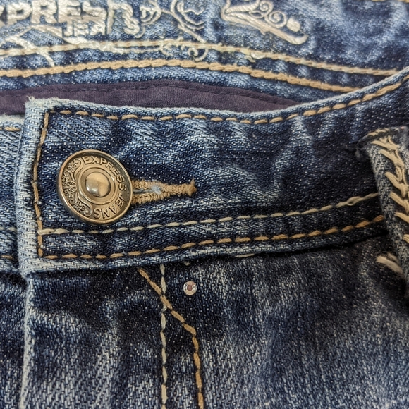 Express, Thick Stitch, Distressed, Boot Cut Jeans, Women's (12R) - Picture 5 of 12